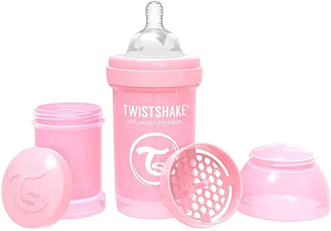 Twistshake Biberón Anticólicos Rosa Pastel, 260 ml