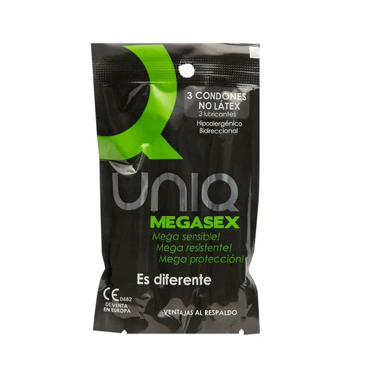 Uniq Megasex Sensitive Condoms With Garter Latex Free 3 Units