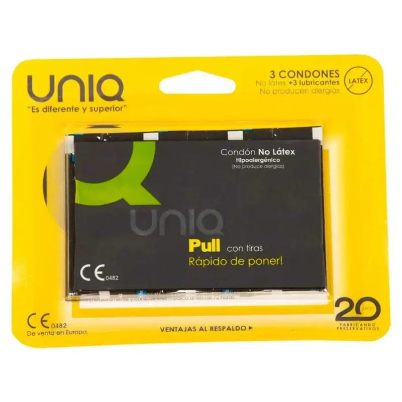 Uniq Pull Preservativos Con Tiras Sin Latex 3 Unidades