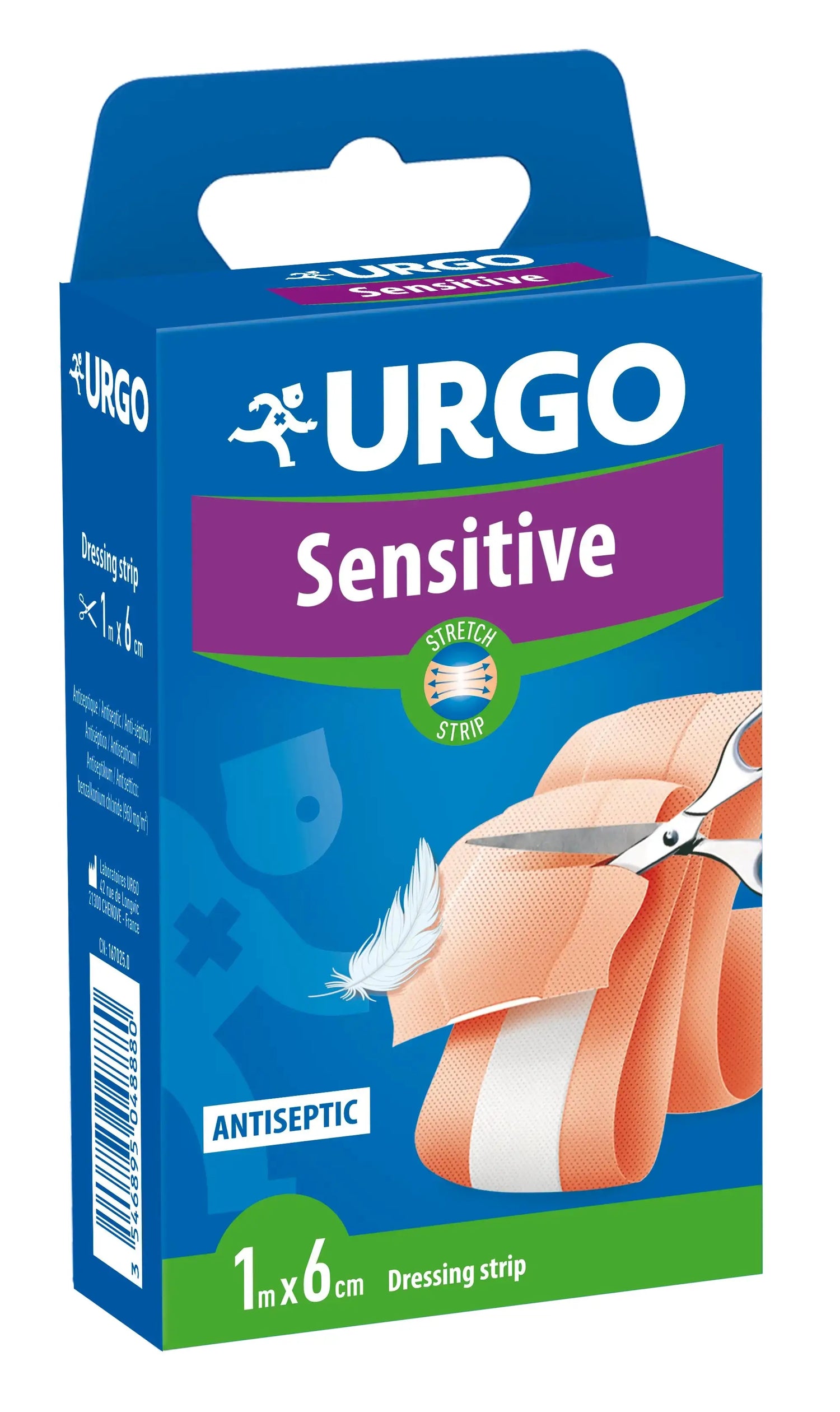 Urgo First Aid Sensitive - 1 M X 6 Cm Band, 1 pcs.