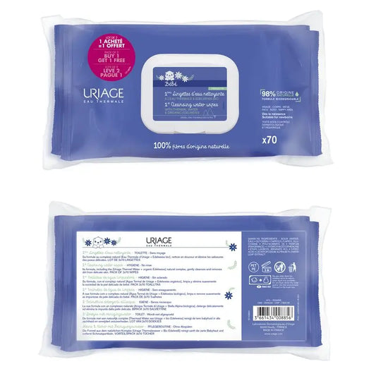 Uriage Baby Pack Wipes, 2 x 70 units