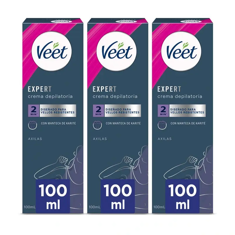 Veet Depilatory Cream for Women Underarms and Bikini Area Roll-On, 3x100ml