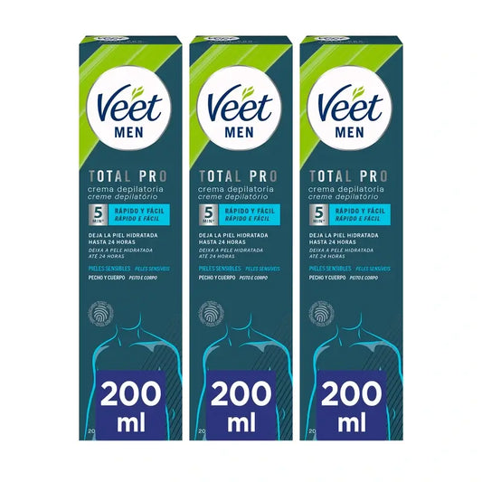 Veet Men Sensitive Skin Depilatory Cream, 3x200ml