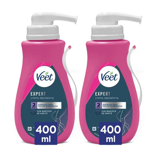 Veet Pack Depilatory Cream Normal and Dry Skin with Dispenser, 2 X 400 ml