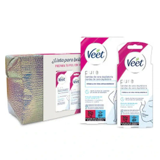 VEET Pure Toilet Bag Depilatory Wax Strips (20 facial + 20 body)