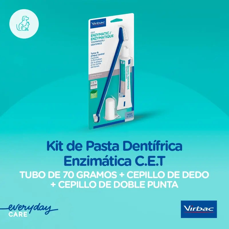 Virbac Cet Kit Brush + Enzymatic Toothpaste 70 gr For Pets