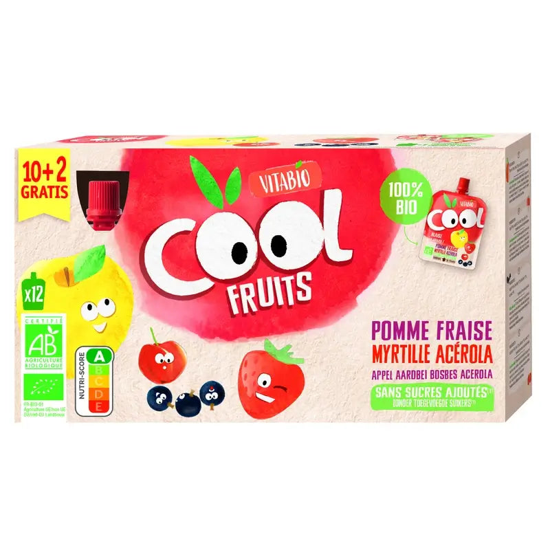 Vitabio Cool Fruits Apple, Strawberry & Blueberry 90 Gr, 12 units