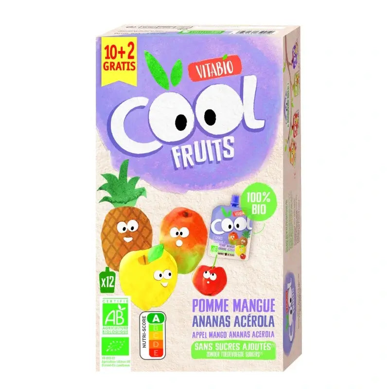 Vitabio Cool Fruits Apple, Mango & Pineapple 90 Gr, 12 units