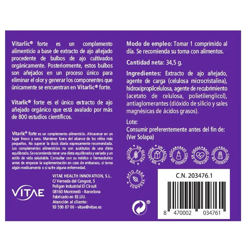 Vitae Vitarlic Forte 1000 mg, 30 tablets