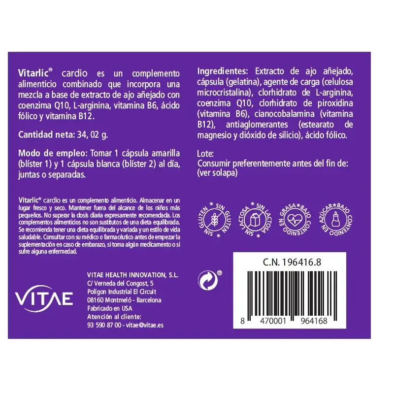 Vitae Vitarlic Cardio, 60 capsules