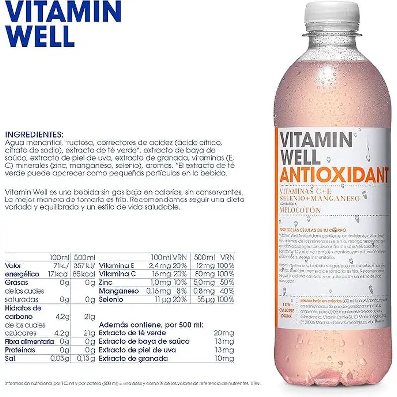 Vitamin Well Antioxidant Peach, 500 ml