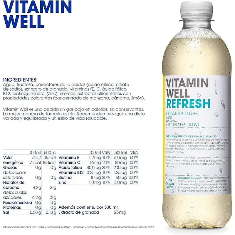 Vitamin Well Refresh Lemonade/Kiwi, 500 ml