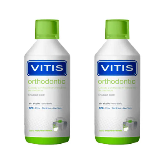 VITIS Duplo Orthodontic/orthodontic Mint Apple Flavour Mouthwash 2x1000 ml