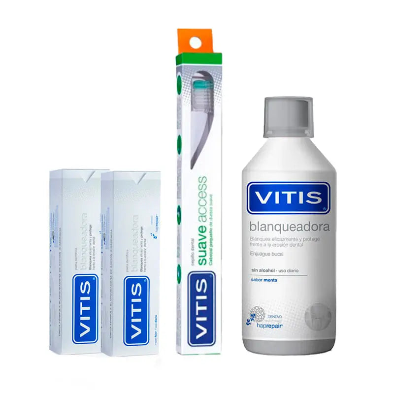 VITIS Whitening Pack (Mouthwash 500ml + Toothpaste 2x100ml + Soft Toothbrush)