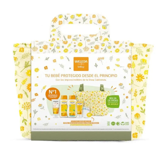 Weleda Baby Welcome Set. Nappy Cream 75Ml+ Face Cream 50Ml+ Cream Bath 200Ml+ Body Oil 200Ml+ Gift Bag