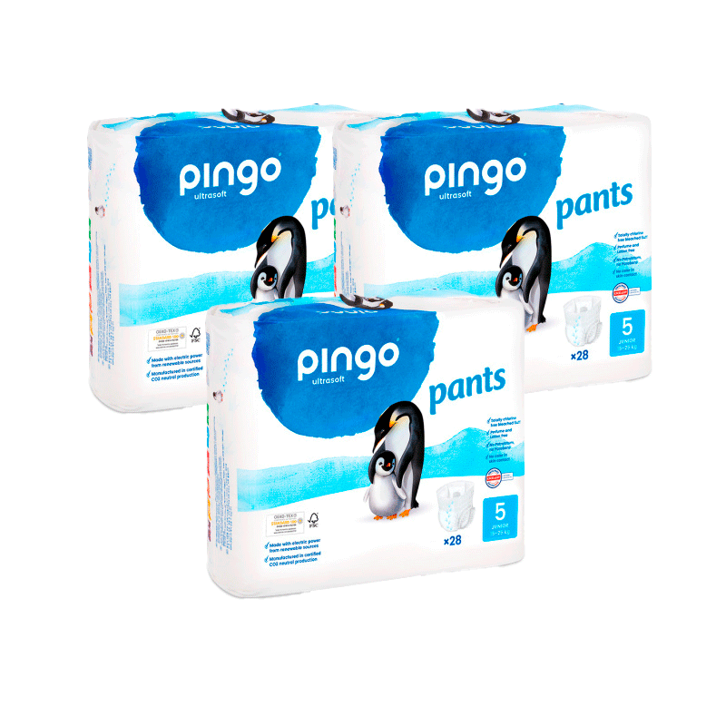 Pingo Pack 3X Organic Nappy Briefs Size 5, 28 Pcs.