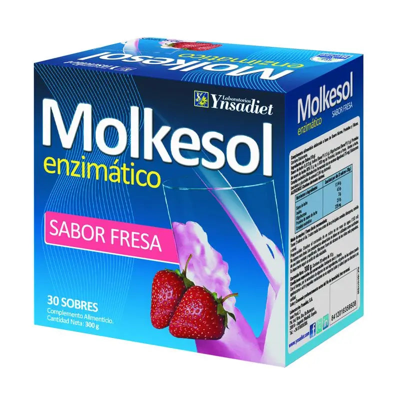 Ynsadiet Molkesol Enzimatico Fresa , 30 sobres