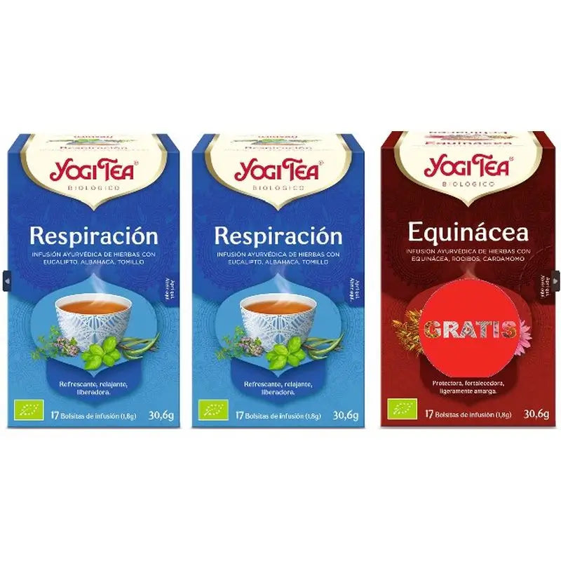 Yogi Tea Pack 2 Yogi Respiracion + 1 Echinacea 17Sbrs. 