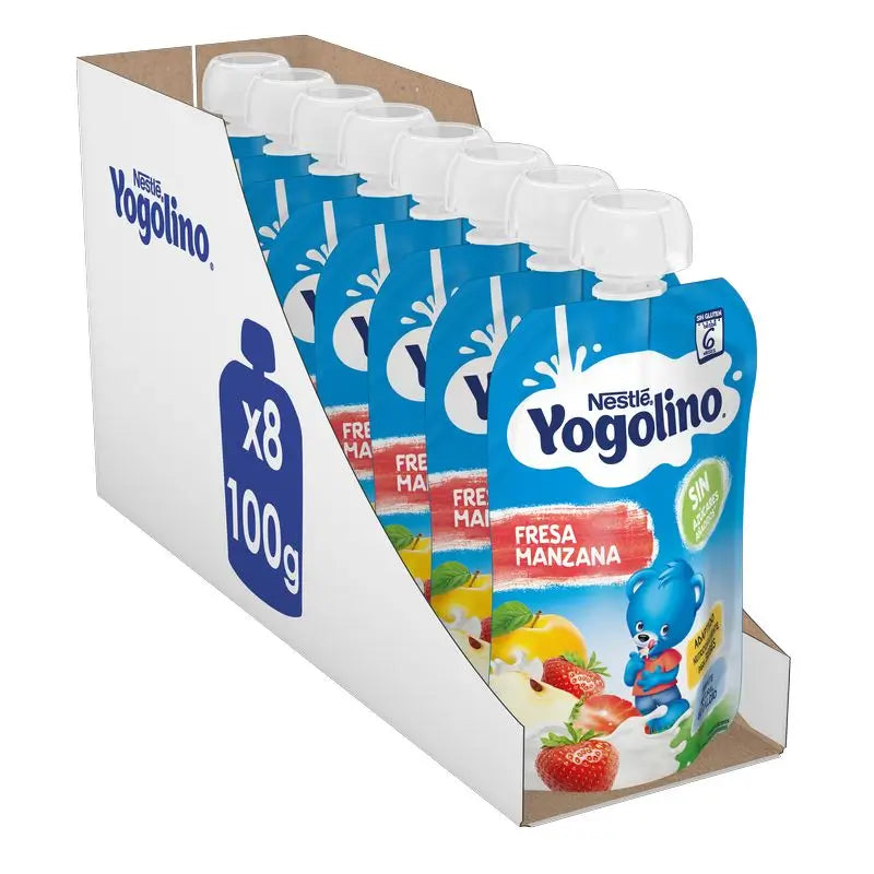 Yogolino Sugar Free Strawberry Apple Sachet, 100g x 8 units