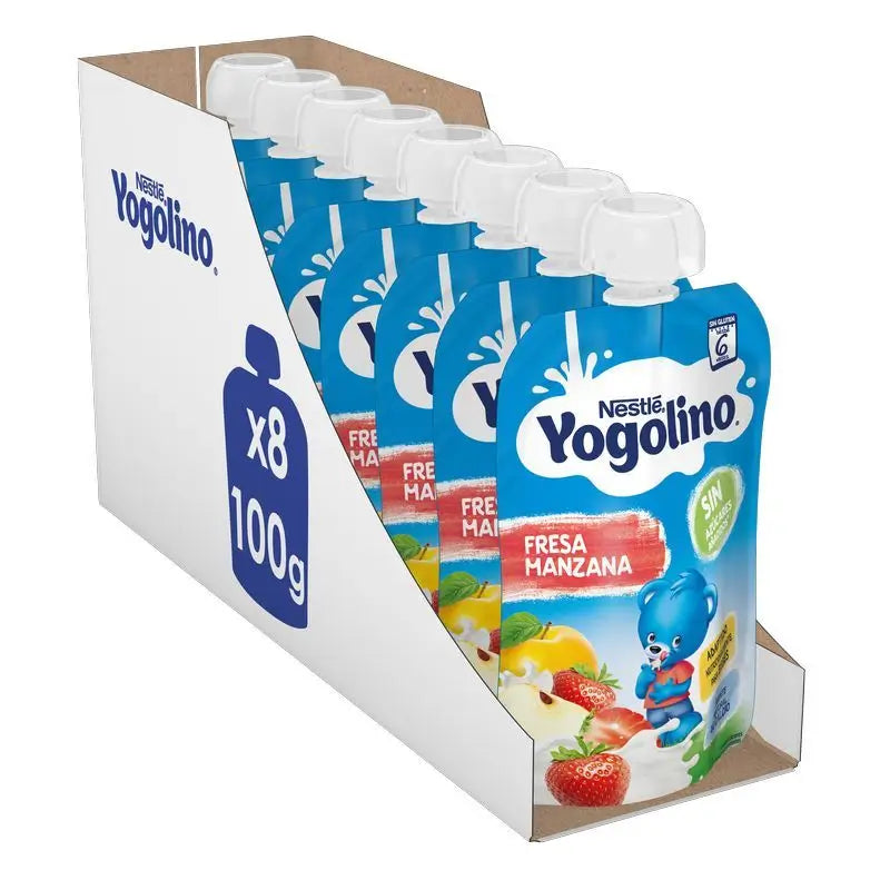 YOGOLINO Sugar Free Strawberry Apple Sachet Pack, 100g x 8 units