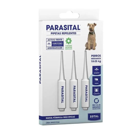 Zotal Parasital 3 Pipetas Antiparasitario Perros Medianos 10-25 Kg